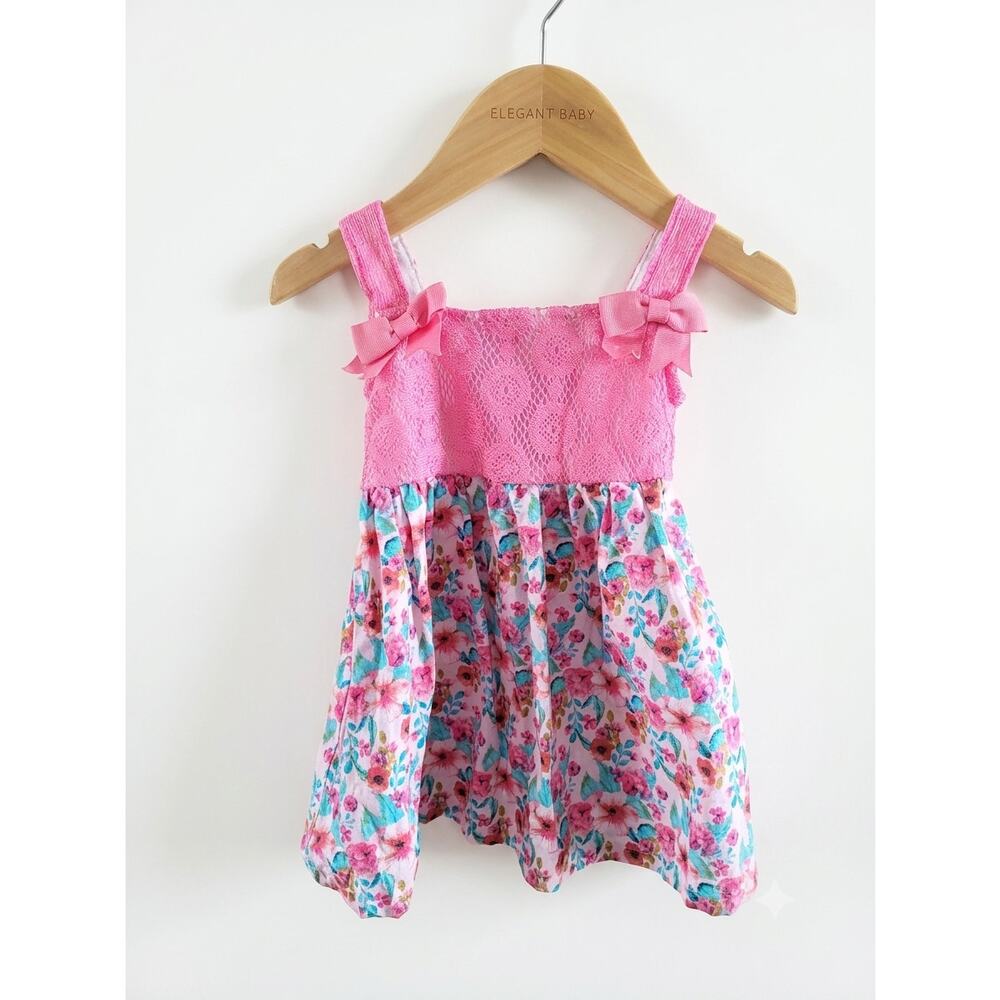Sam & Ally Baby Girls Pink Lace & Floral Sundress – Size 12M